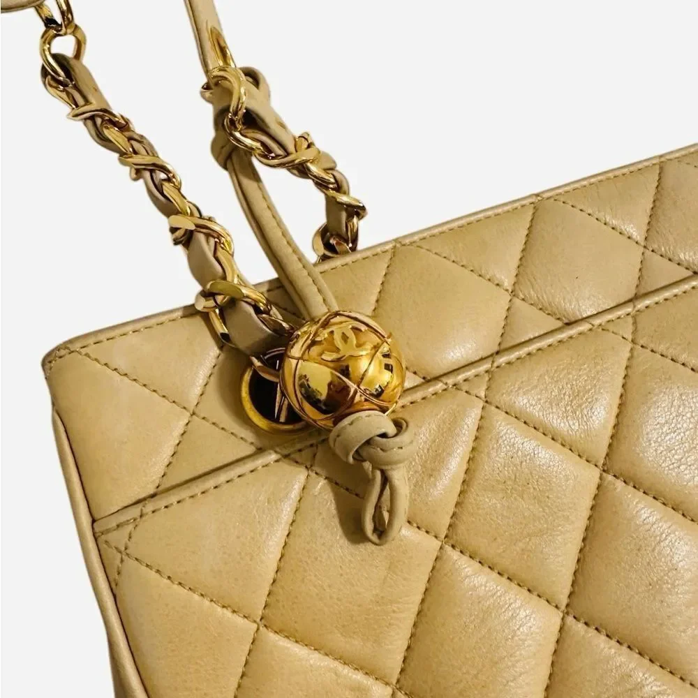 CHANEL Tan Quilted Leather Shoulder Bag
